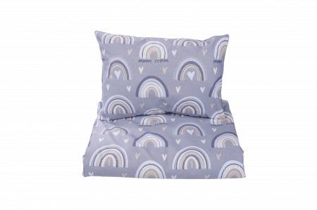 Baldachin - Lenjerie 3 piese patut stivuibil model curcubee blue