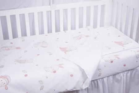 Hainute si accesorii - Lenjerie 3 piese bumbac 100% model iepurasi patut 120x60 cm