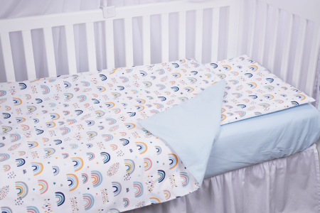 Baldachin - Lenjerie 5 piese bumbac model curcubee colorate patut 120x60 cm