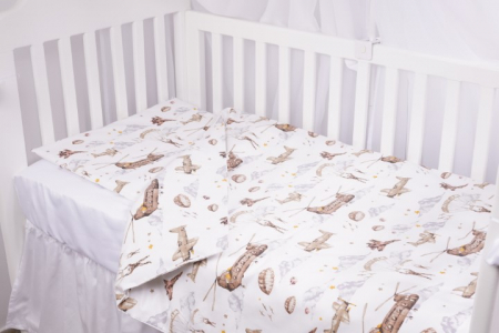 Hainute si accesorii - Lenjerie 5 piese patut 120x60 cm bumbac 100% model soldatei maro