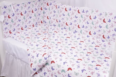 Hainute si accesorii - Lenjerie 6 piese patut 120x60 cm bumbac 100% model fluturasi multicolori