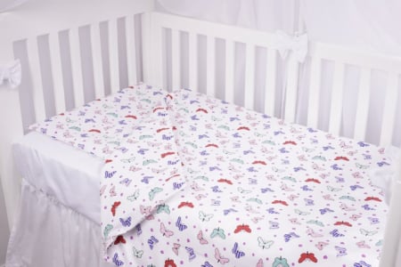Lenjerie 6 piese patut 120x60 cm bumbac 100% model fluturasi multicolori [1]