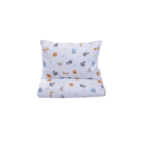 Noutati - Lenjerie 5 piese pătuț creșă sau grădiniță, 120x60 cm, bumbac 100%, model Animăluțe Safari