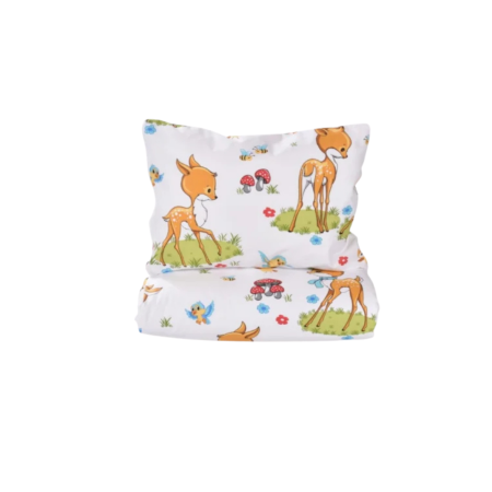 Noutati - Lenjerie 5 piese pătuț creșă sau grădiniță, 120x60 cm, bumbac 100%, model Căprioare