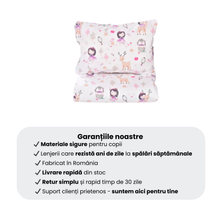 Lenjerie 5 piese pătuț creșă sau grădiniță, 120x60 cm, bumbac 100%, model Fetițe [4]