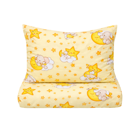 Noutati - Lenjerie 5 piese pătuț creșă sau grădiniță, 120x60 cm, bumbac standard, model Ursuleti pe fond galben