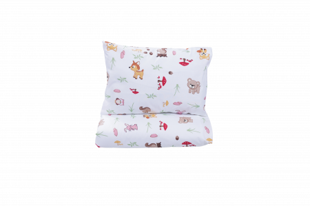 Set Lenjerie Pat Gradinita - Lenjerie 5 piese patut incastrabil model animalute si ciuperci