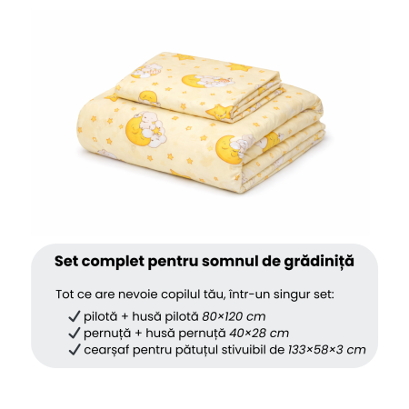 Lenjerie 5 piese patut stivuibil bumbac 100% standard, model ursuleti pe fond galben [3]