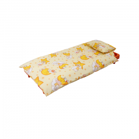 Lenjerie 5 piese patut stivuibil bumbac 100% standard, model ursuleti pe fond galben [2]