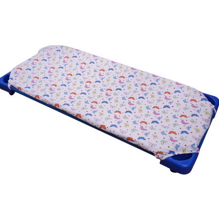 Lenjerie pat stivuibil grădiniță, 131x55x3 cm, 2 piese( cearșaf și husă pilotă), bumbac 100%, confortabilă, multicolor, model fluturași [1]