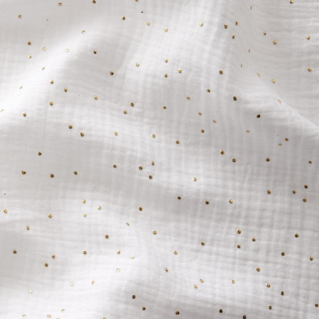 Muselina alba cu bulinute aurii bumbac organic 100% [1]