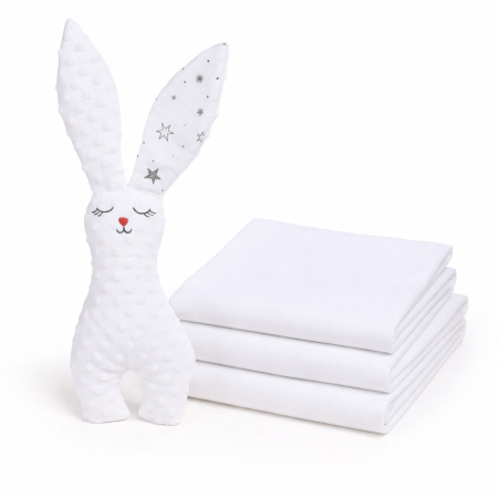 Cadouri - Pachet cadou bebelusi  Iepuras Paste plus alb si set 3x  scutece finet albe
