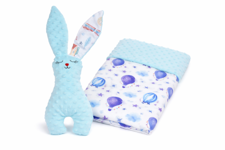 Cadouri - Pachet cadou Iepuras Paste si paturica model baloane plus bleu