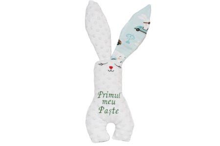 Pachet cadou Iepuras Paste si paturica model masinute in cursa si plus alb [2]