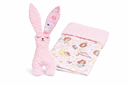 Cadouri - Pachet cadou Iepuras Paste si paturica model printese plus roz pal