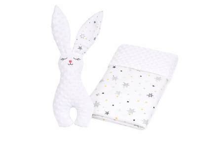 Cadouri - Pachet cadou Iepuras Paste si paturica model stelute colorate  si plus alb