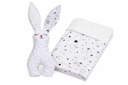 Cadouri - Pachet cadou Iepuras Paste si paturica model stelute si plus alb