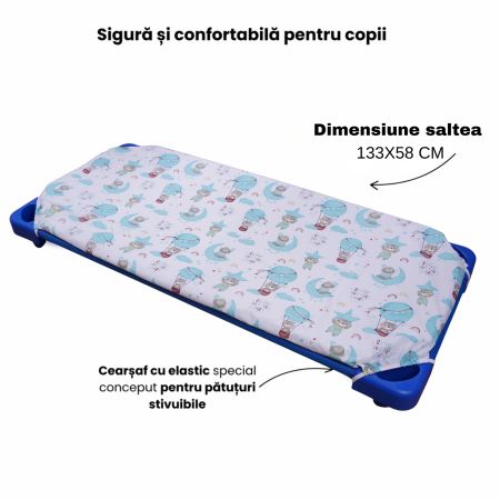 Pachet Cearsaf bumbac model ursuleti in balon  patut stivuibil+ protectie impermeabila [1]