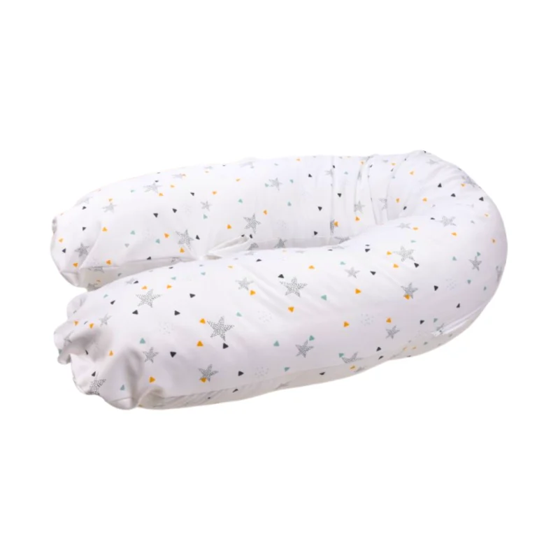 Pachet pernă pentru gravide, model Steluțe colorate+ muselină galbenă din bumbac organic [2]