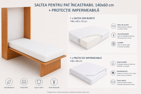 Pachet Saltea pătuț incastrabil 140x60 cm + protecție impermeabilă [3]