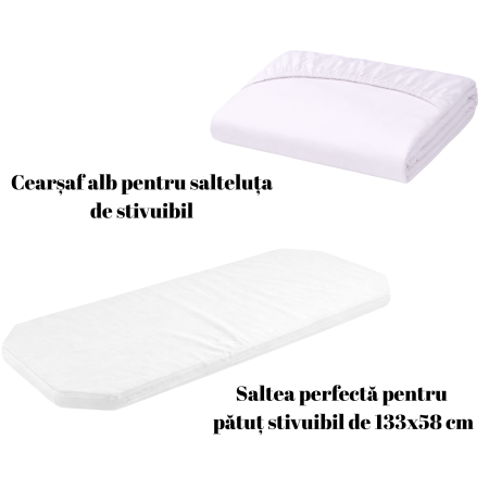 Pachet Saltea patut stivuibil gradinita sau cresa + cearsaf bumbac alb - Paturica fermecata [1]