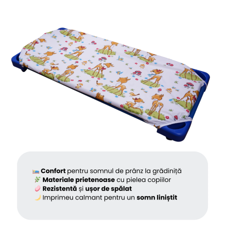 Pachet Set lenjerie 3 piese model caprioare patut stivuibil + saltea patut stivuibil + protectie impermeabila [5]