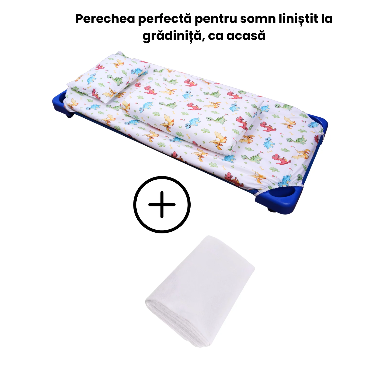 Pachet Set lenjerie 3 piese model dinozauri patut stivuibil + saltea patut stivuibil + protectie impermeabila [4]