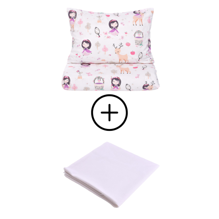 Lenjerie Pat Gradinita - Pachet Set lenjerie 3 piese patut incastrabil fetite + protectie impermeabila