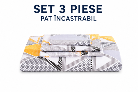 Pachet Set lenjerie 3 piese patut incastrabil forme geometrice + protectie impermeabila [3]