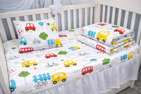 Pachet Set lenjerie 3 piese patut incastrabil masinute + protectie impermeabila [3]