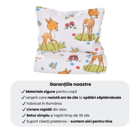 Pachet Set lenjerie 3 piese patut stivuibil model caprioare + protectie impermeabila - Paturica fermecata [4]