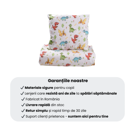 Pachet Set lenjerie 3 piese patut stivuibil model dinozauri + protectie impermeabila [4]
