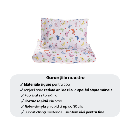 Pachet Set lenjerie 3 piese bumbac 100% pătuț stivuibil model fluturași+ protecție impermeabilă [4]