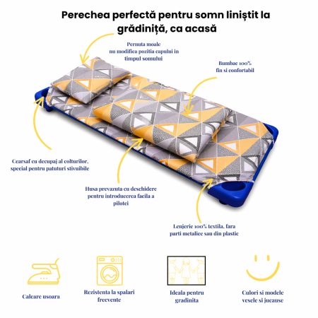 Pachet Set lenjerie 3 piese patut stivuibil model forme geometrice + protectie impermeabila - Paturica fermecata [4]