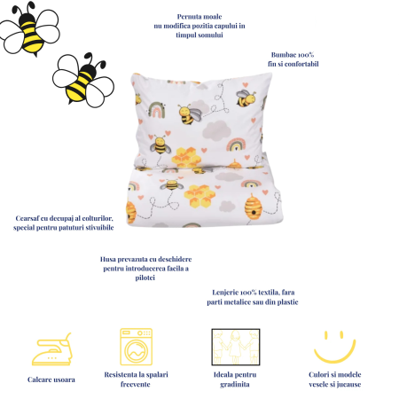 Pachet Set lenjerie 5 piese model albinute patut stivuibil + saltea patut stivuibil + protectie impermeabila [1]