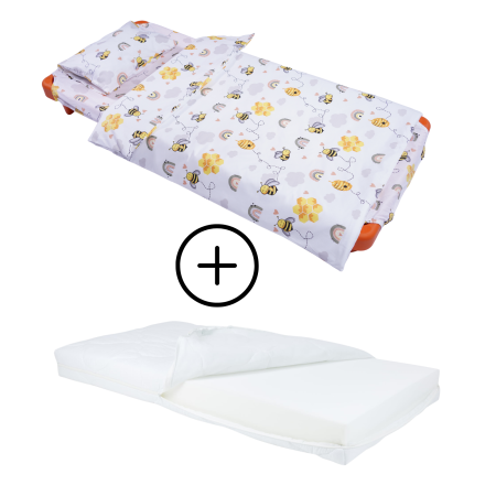 Pachet Set lenjerie 5 piese patut incastrabil model albinute + saltea patut incastrabil [2]