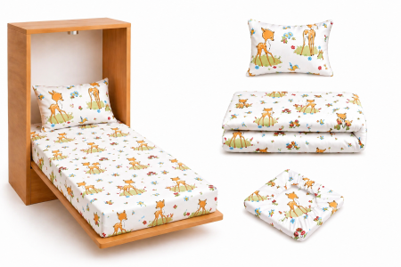 Pachet Set lenjerie 5 piese patut incastrabil model caprioare + saltea patut incastrabil [2]