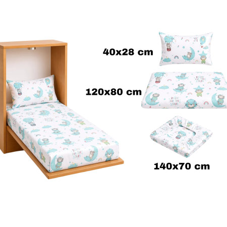 Pachet Set lenjerie 5 piese patut incastrabil model ursuleti in balon + saltea patut incastrabil [2]