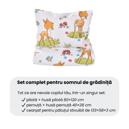 Pachet Set lenjerie 5 piese  patut stivuibil model caprioare + saltea patut stivuibil - Paturica fermecata [3]