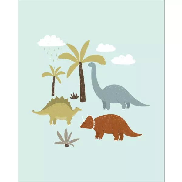 Paturica bebelusi model Dinozauri si plus minky verde menta 75x100 cm [1]