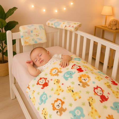 Paturica Bebe 90x70 cm – Model Animalute, Moale si Calduroasa, cu Doua Fete [5]