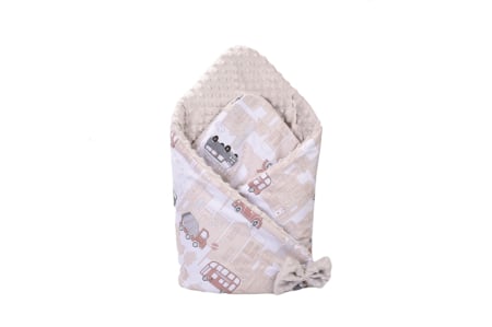 Noutati - Paturica de infasat model Masinute si plus minky gri 75x75 cm