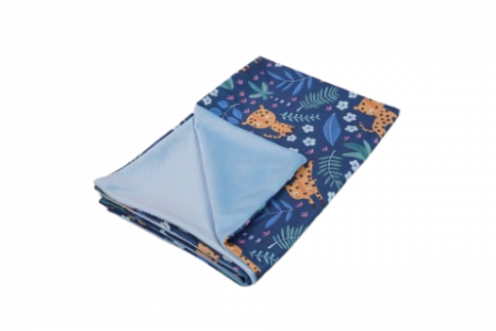 Paturica soft minky cu leut in savana si plus velvet bleu 100x140cm [1]