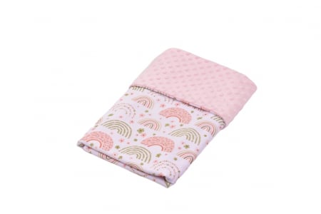 Paturica model Curcubee florale si plus minky roz pal 80x100 cm [2]