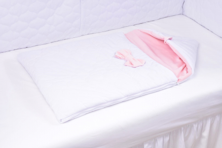 Paturica fermecata- saculet de dormit gros Velvet alb roz [0]