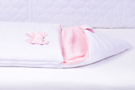 Paturica fermecata- saculet de dormit gros Velvet alb roz [1]