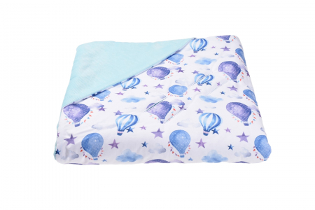 Paturici Velvet - Paturica scaun auto model Baloane si plus velvet bleu