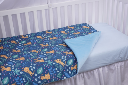 Paturica soft minky cu leut in savana si plus velvet bleu 100x140cm [2]
