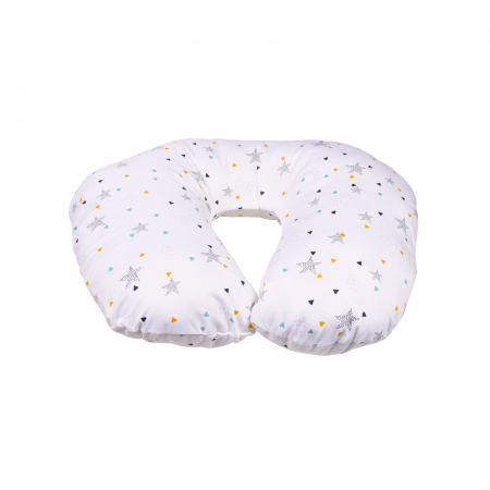 Produse pentru mamici - Perna alaptare "Mami&bebe" bumbac 100% premium model stelute colorate 60x45 cm