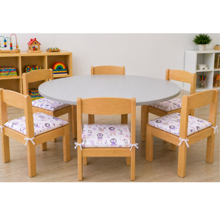 Pernuță scaun grădiniță bumbac model fetițe cu prindere șiret 28x28 cm [1]